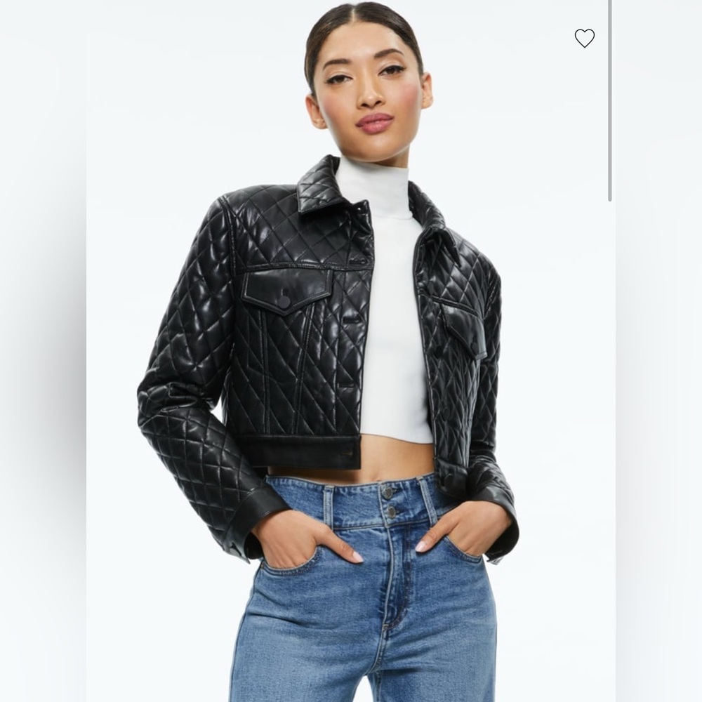 Alice + Olivia - Women’s - Chloe Vegan Quilted Boxy Crop Jacket - Size: Small - Picture 2 of 7